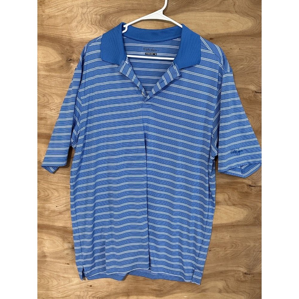 Walter Hagen Mens Short Sleeve Shirt XL Golf Athletic Polo Shirt Stripe Stretch